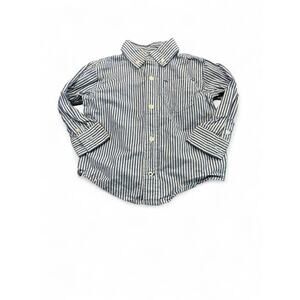 Gymboree Boys Pinstriped Blue White Button Down Long Sleeve Size 18-24 Months